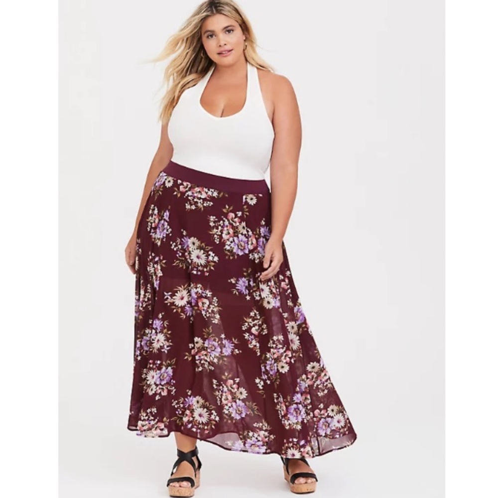 RED WINE FLORAL CHIFFON